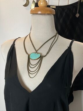 Lena Bernard Turquoise Stone Layered Pendant Necklace